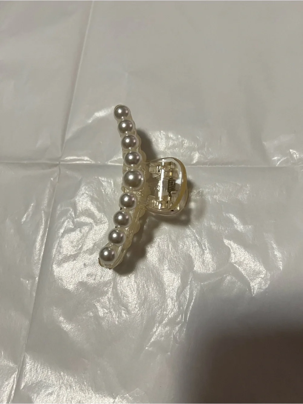 Pearl Accent Cream Hair Claw Clip for Women